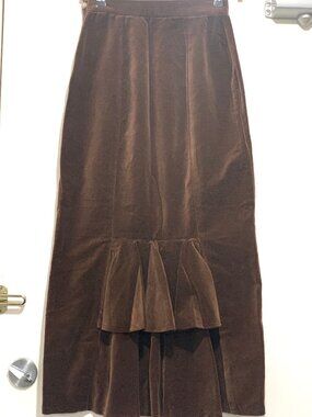 VINTAGE VICTORIANA CANADA RUFFLED VELVET MAXI SKIRTS SIZE 25
